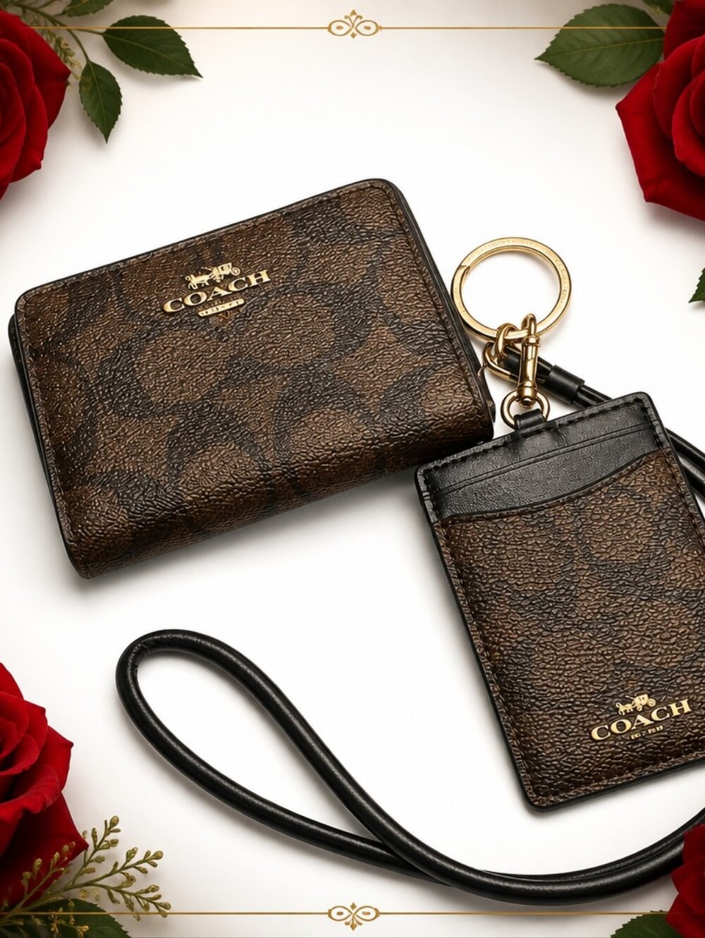 Like New Coach Cardholders Lanyard Set